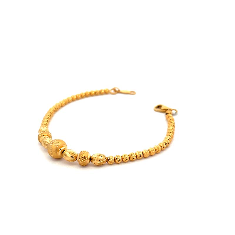 22K Yellow Gold Beaded Ball Bracelet -6.5 inches